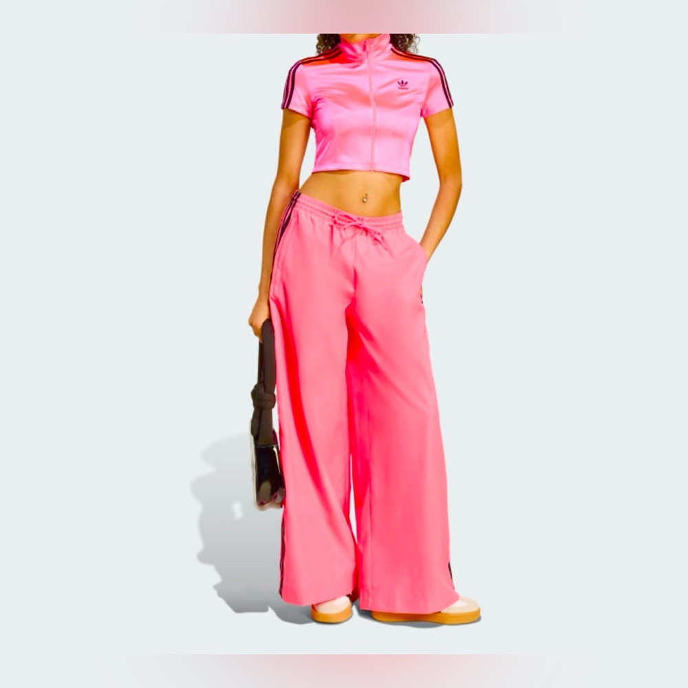 Adidas Originals [S-M] Lightweight Wide-Leg Track Pants Lucid Pink JV7493 - Picture 11 of 13
